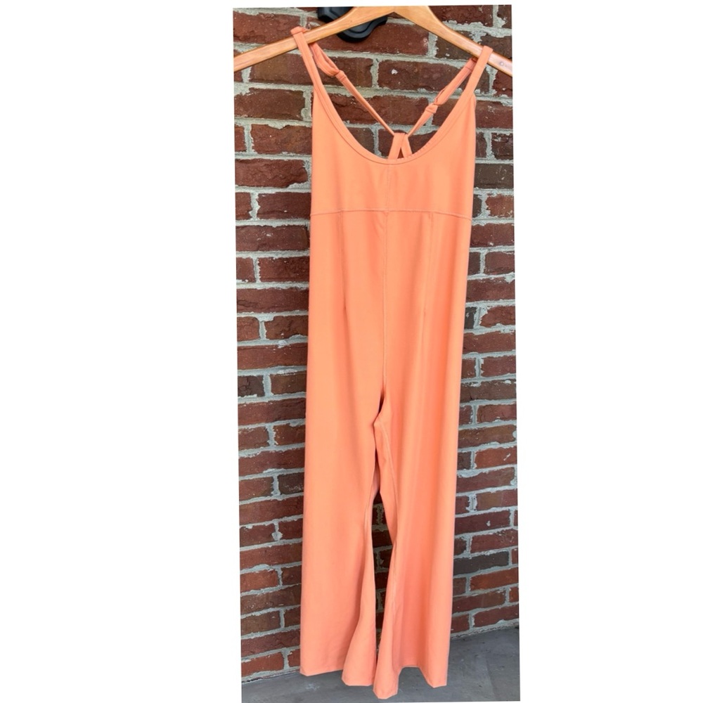 NWT Free People Movement Flare Leg Onesie in Peach  Size Large